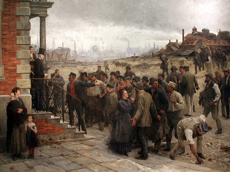 1850 - Robert Koehler - Una folla inferocita si trova di fronte al proprietario di una fabbrica